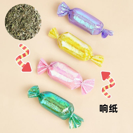 Juguete para gatos con forma de caramelo relleno de catnip