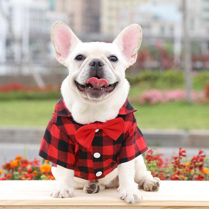 Camiseta de cuadros navideña para mascotas