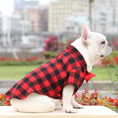 Camiseta de cuadros navideña para mascotas