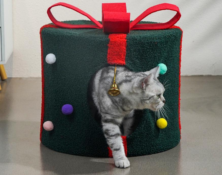 Casita regalo navideña para gatos