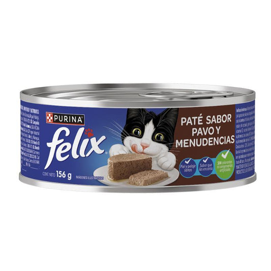 Comida Húmeda para Gato Purina: Felix, Lata, Paté Pavo y Menudencias 156gr