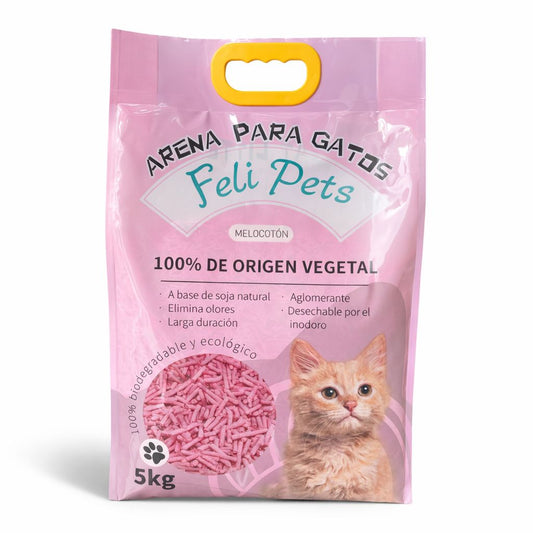 Arena Biodegradable Felipets a base de soja 5KG (MELOCOTÓN)