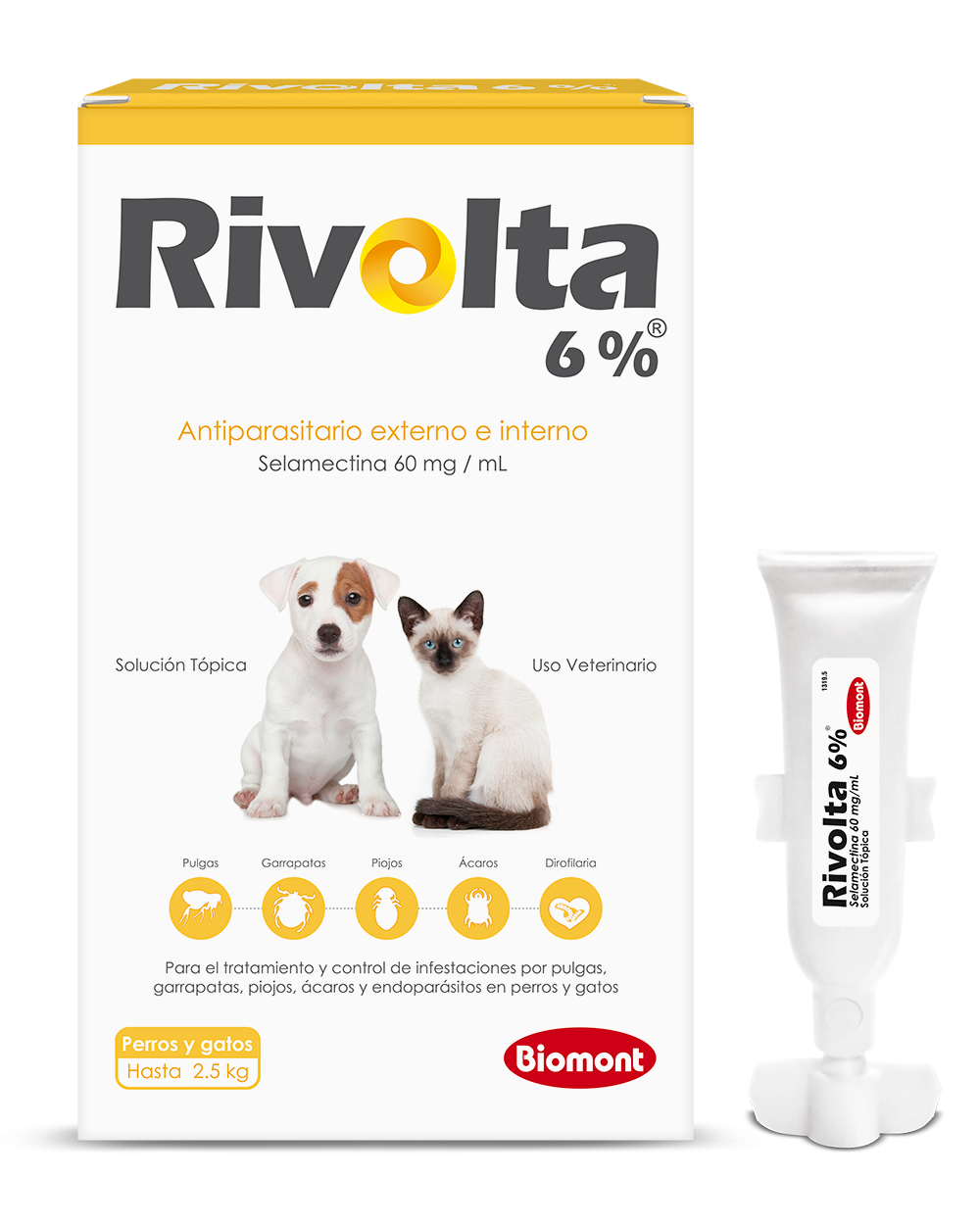 Antiparasitario externo e interno RIVOLTA: perros y gatos hasta 2.5kg