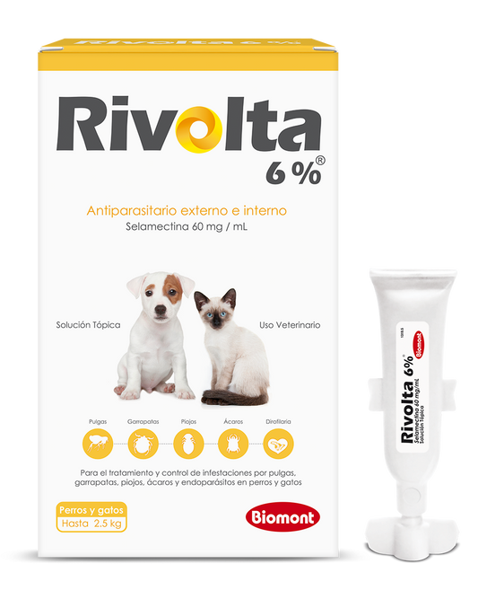 Antiparasitario externo e interno RIVOLTA: perros y gatos hasta 2.5kg