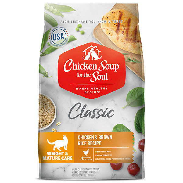 Comida para Gato Chicken Soup for the Soul: Control de Peso y Senior, Pollo y arroz integral 4.5Lb