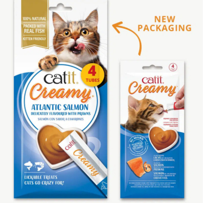 Snacks para Gato Catit Creamy: Salmón con un toque de camarones 75gr