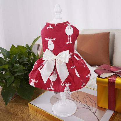 Vestido con lazo de navidad para mascotas