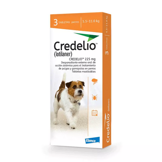 Desparasitante externo para perros de 5.5-11.0kg Credelio 225mg 3 tabletas