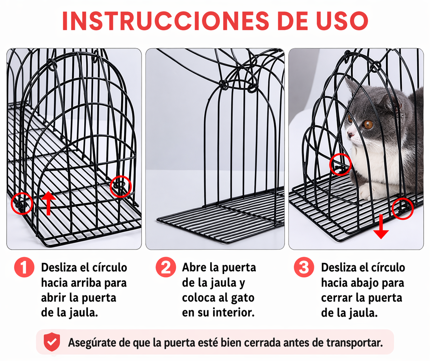 Jaula transportadora para mascotas pequeñas (4 tamaños)