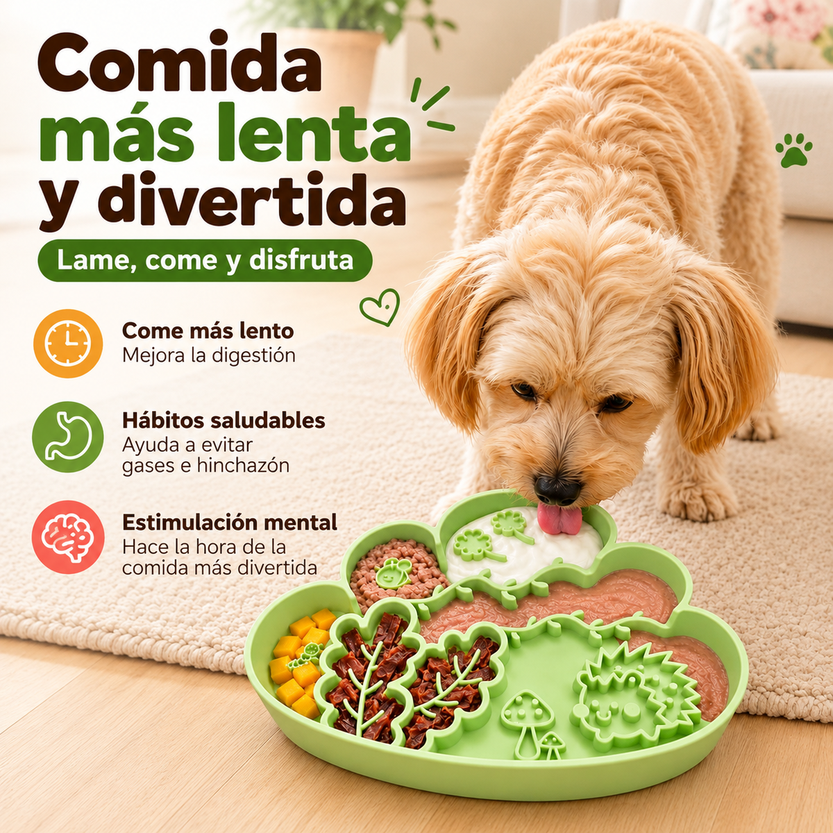 Lick mat para mascotas con diseño de hoja tamaño grande