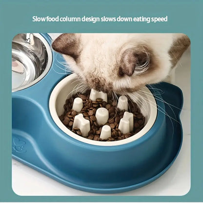 Comedero doble de plástico para gatos
