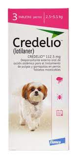 Desparasitante externo para perros de 2.5-5.5 kg Credelio 112.5mg 3 tabletas