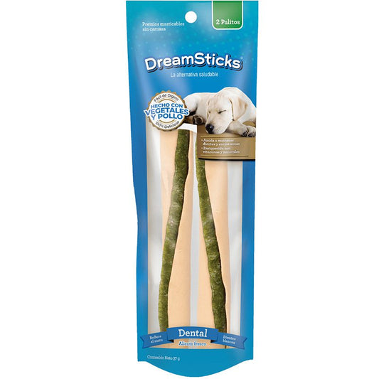 Snack para Perro DreamStick: Palitos Dental Masticables, sabor a pollo y vegetales 37g-92g