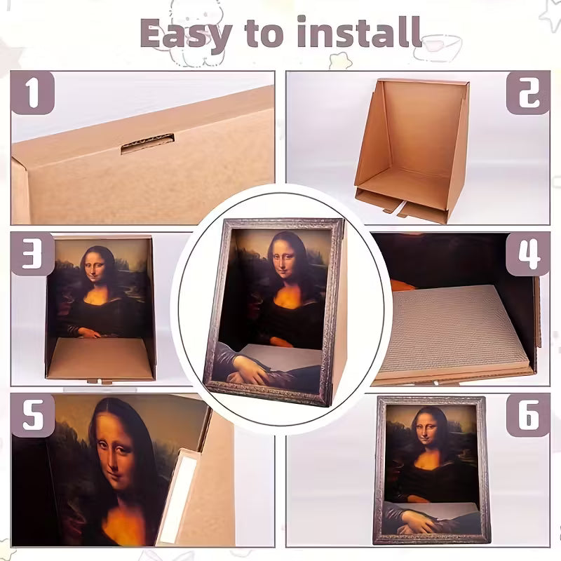 Rascador de cartón para gatos estilo monalisa triangular