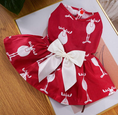 Vestido con lazo de navidad para mascotas