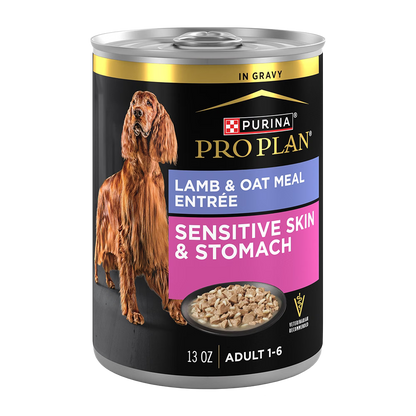 Comida Húmeda para Perro Purina: Pro Plan, sensitive skin & stomach, lamb and oat meal, adult 369g