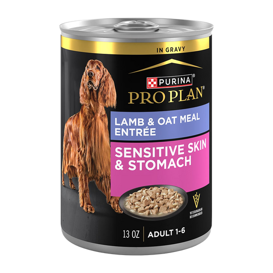 Comida Húmeda para Perro Purina: Pro Plan, sensitive skin & stomach, lamb and oat meal, adult 369g