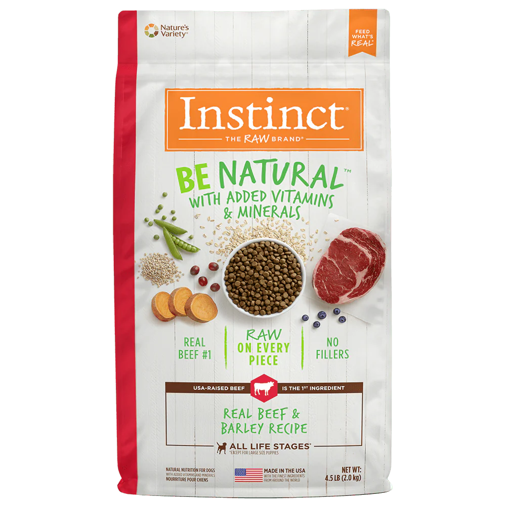 Comida para Perro Instinct: Be Natural, Real beef and barley recipe, para razas pequeñas y medianas 2kg