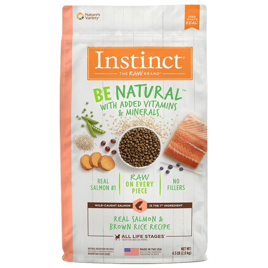 Comida para Perro Instinct: Be Natural, Real Salmon and brown rice recipe, para razas pequeñas y medianas 2kg