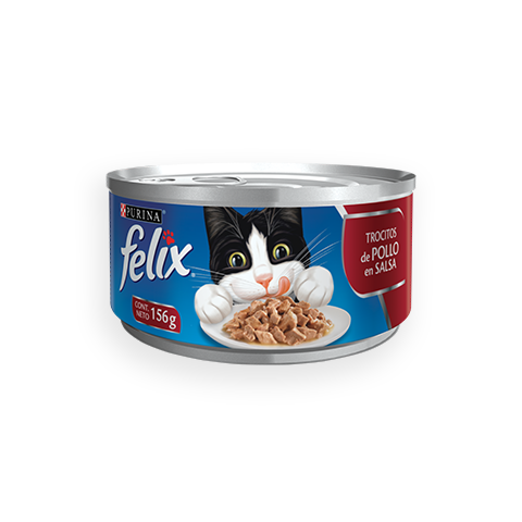 Comida Húmeda para Gato Purina: Felix, Lata, Trocitos de Pollo en Salsa 156gr