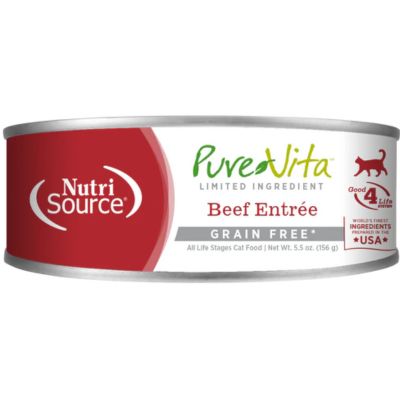 Comida Húmeda para Gato Nutri Source: Pure Vita, Lata sabor a carne 156g GRAIN FREE