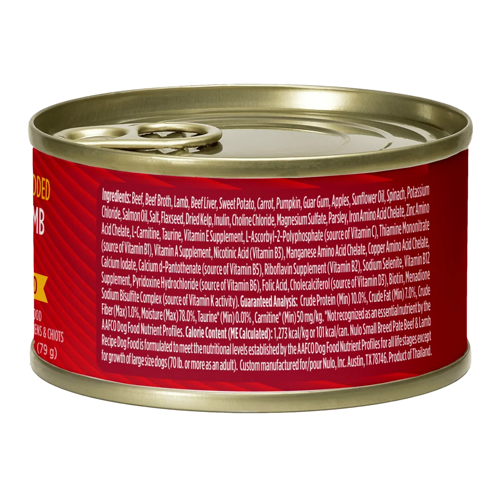 Comida Húmeda para Perro Nulo: paté ternera y cordero, razas pequeñas 79g