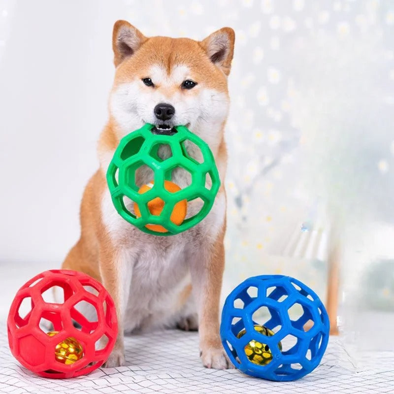 Pelota geométrica para perros pequeños, medianos y grandes con campana