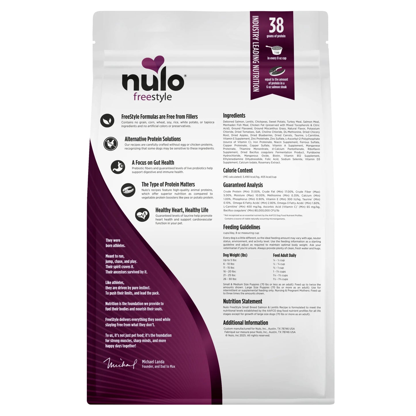 Comida para Perro Nulo: Libre de grano, razas pequeñas, salmón y lentejas 4.5lb