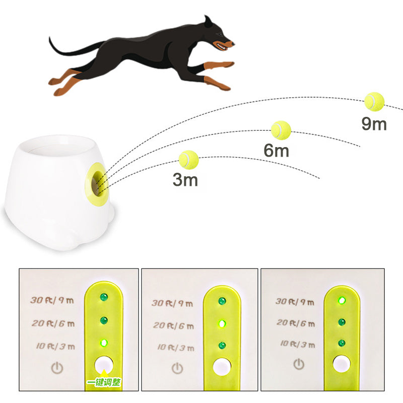 Lanzador automático de pelotas para mascotas, máquina de lanzar pelotas de  tenis para perros, lanzador automático de pelotas de tenis para perros, 3