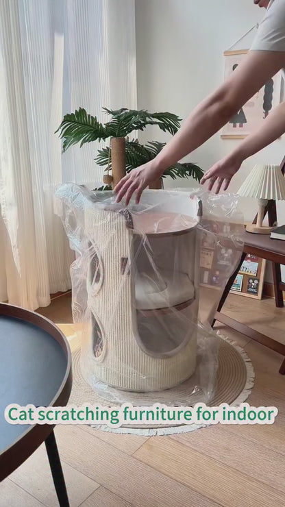 Torre de dos niveles para gatos de sisal