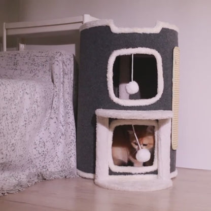 Torre de tres niveles para gatos gris 60cm de alto
