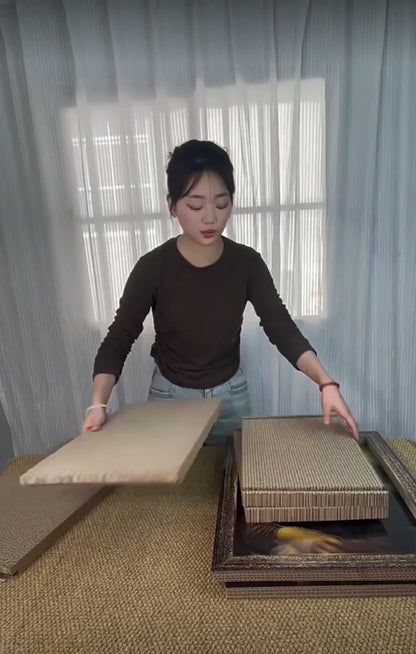 Rascador de cartón para gatos estilo monalisa cuadrado