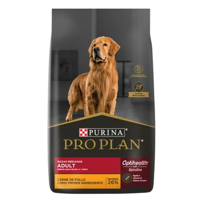 Comida para Perro Purina: Pro Plan, Aduto, Pollo, Razas Medianas 3KG