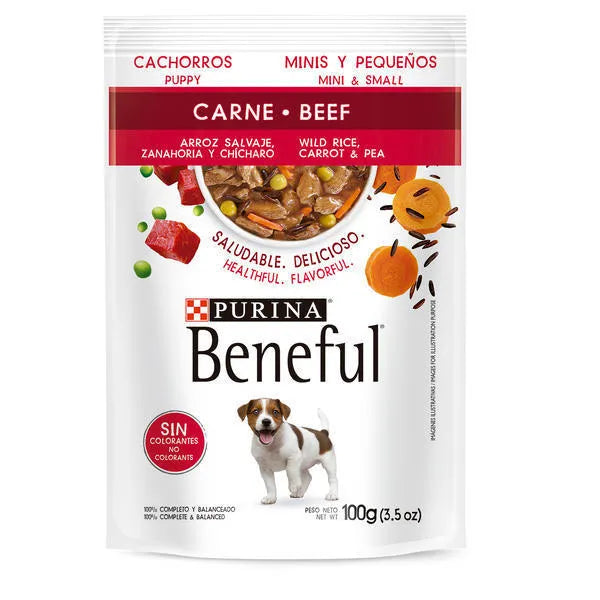 Comida húmeda para perro Purina: Beneful, carne para cachorros minis y pequeños 85g