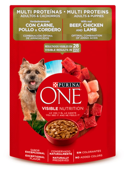 Alimento Húmedo para Perro Purina: One, Sobre, Multriproteinas 85gr