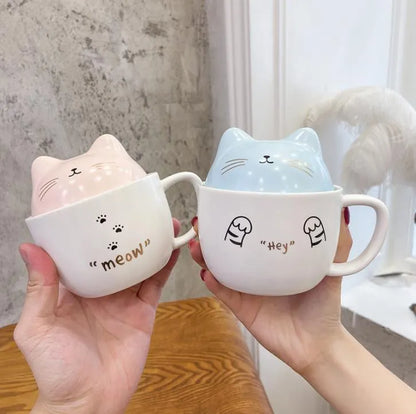 Taza de cerámica tridimensional de gatito