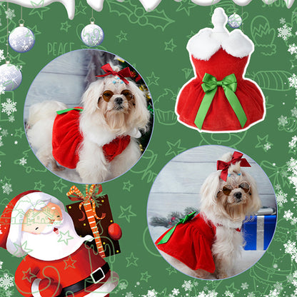 Vestido navideño de lazo para mascotas