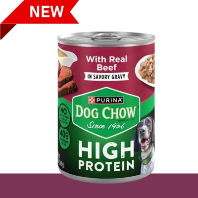Comida Húmeda para Perro Purina: Dog chow Hipro, adult receta de carne en gravy 368g