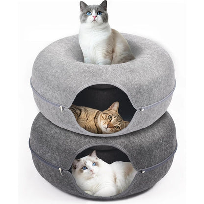 Túnel para gatos estilo dona de fieltro