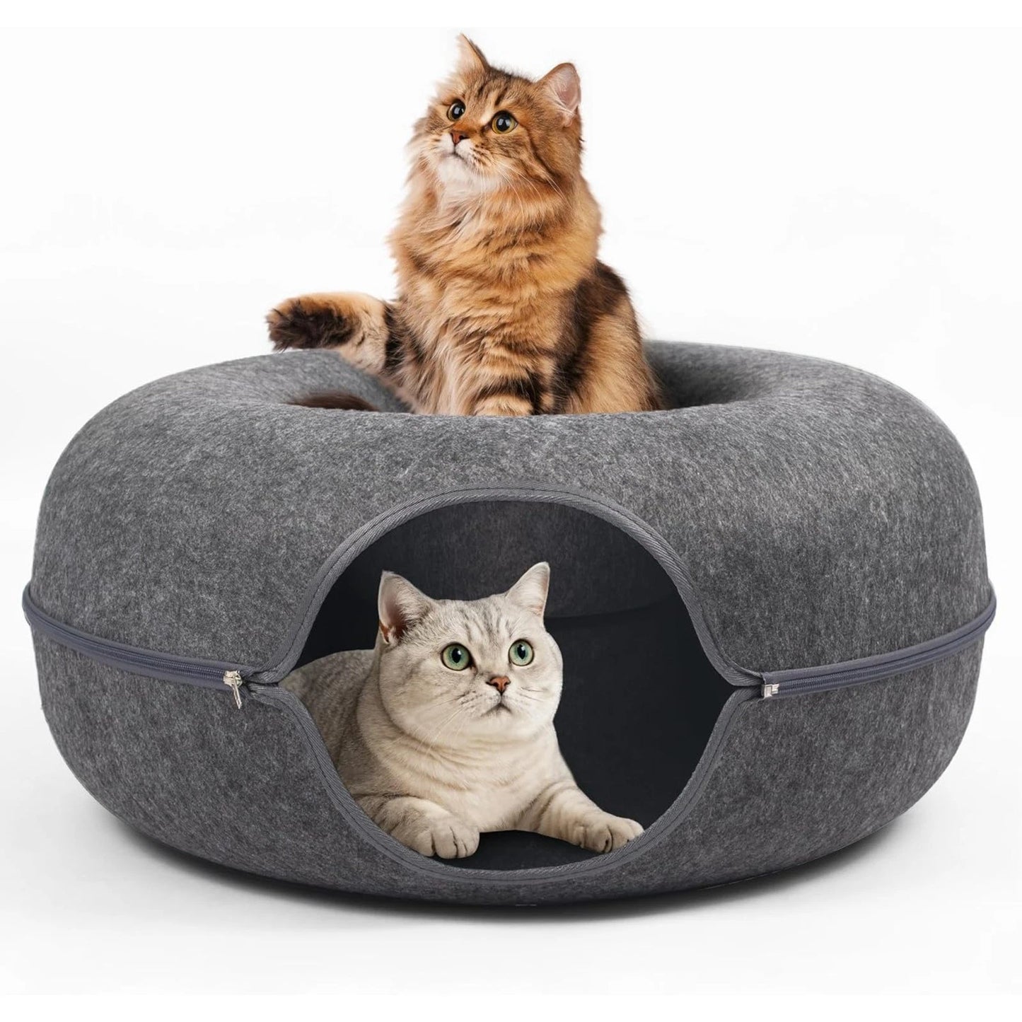 Túnel para gatos estilo dona de fieltro