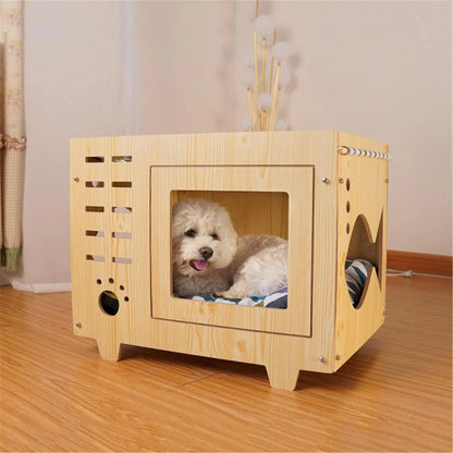 Casita de madera estilo pescado para mascotas 55*40*44cm