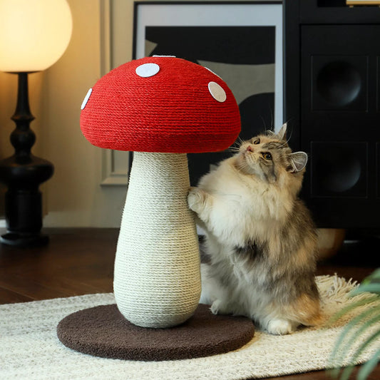 Rascador de sisal con forma de hongo