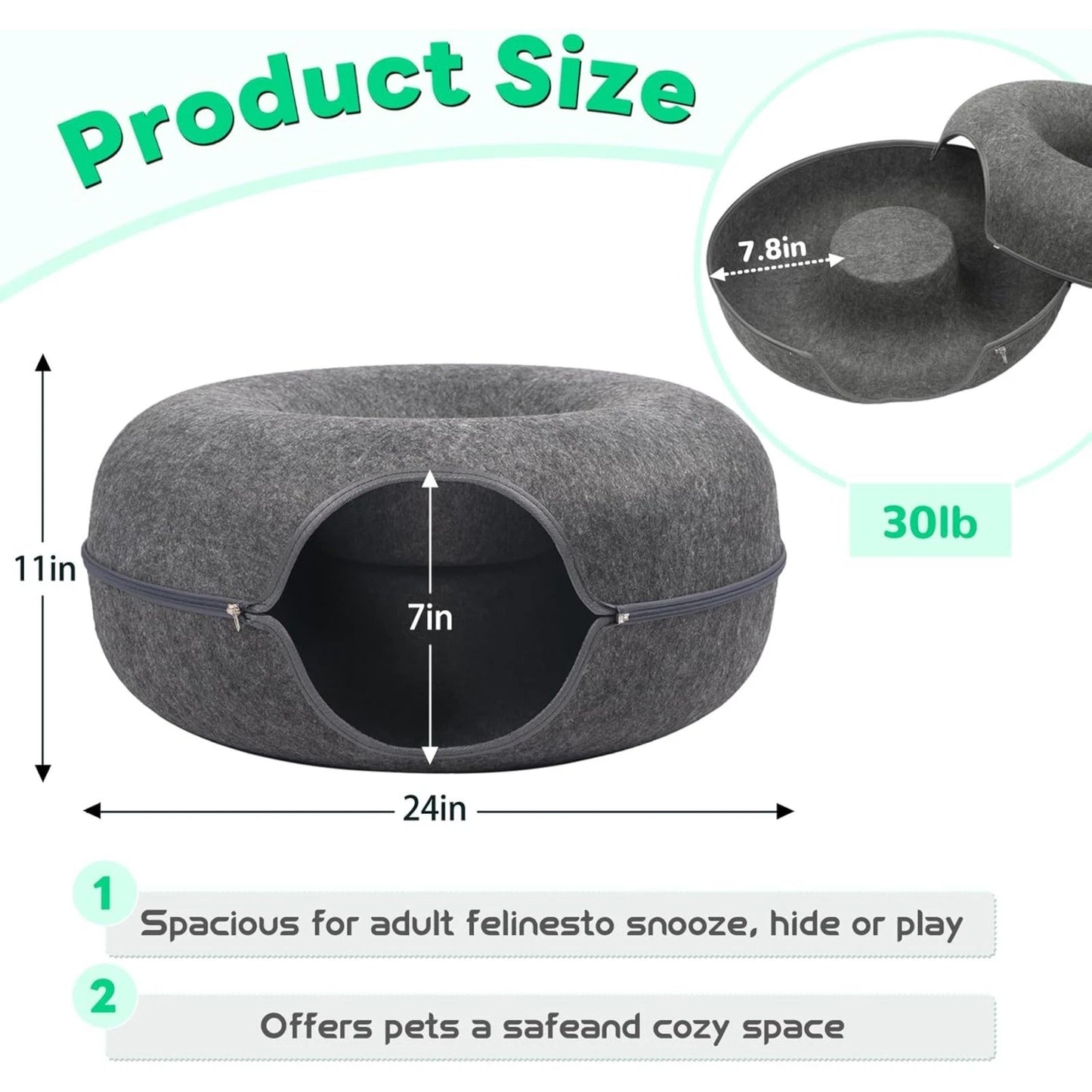Túnel para gatos estilo dona de fieltro