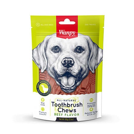 Snacks para Perro Wanpy: All natural Snack de higiene dental, Sabor de Carne 100g