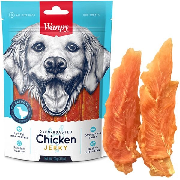 Snacks para Perro Wanpy: Chicken Jerky 100g