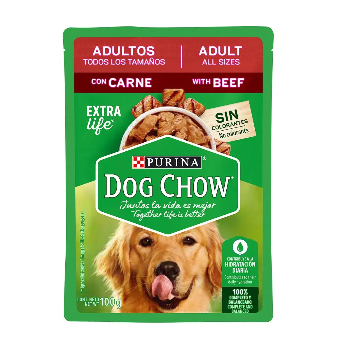 Comida humeda para perro Purina: Dog Chow, carne para adultos de todos los tamaños 85gr