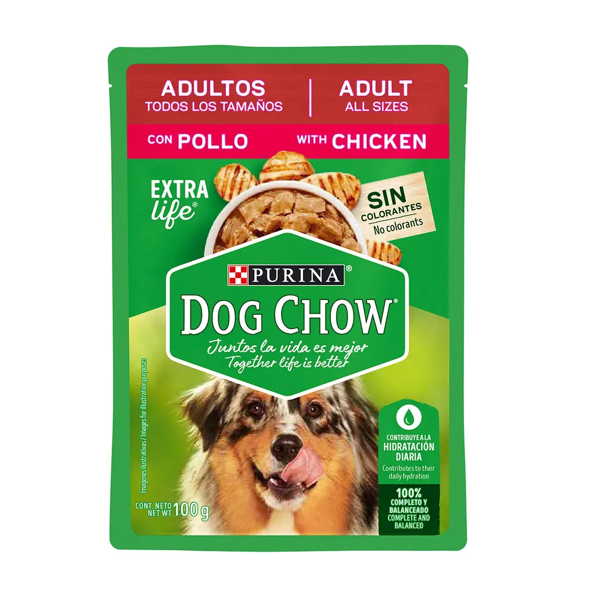 Comida húmeda para perro Purina: Dog Chow, pollo para adultos 85gr