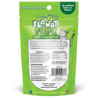 Snacks para Gato Loving Pets: Snacks seco con relleno de pollo, tuna o salmon, 3 oz (85g)