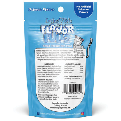 Snacks para Gato Loving Pets: Snacks seco con relleno de pollo, tuna o salmon, 3 oz (85g)