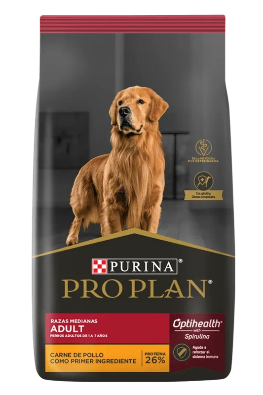 Comida para Perro Purina: Pro Plan, Aduto, Pollo, Razas Medianas 3KG